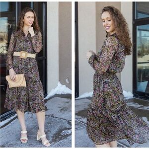 MISA LOS ANGELES Laysi Chiffon
Floral Tier Midi Dress .